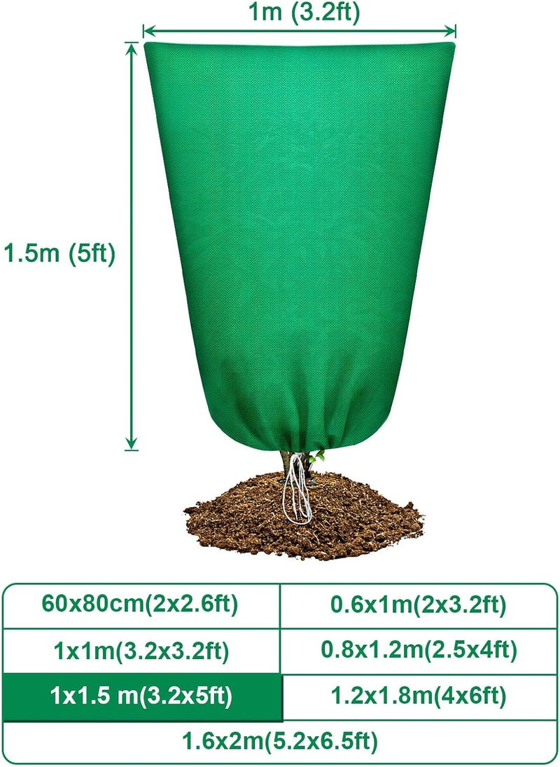 Abimars Thicker Plant Covers Freeze Protection Jacket 2.36 oz/yd², 3.2'x5' Reusable Winter Plant Covers with Drawstring & Zipper, 2 Pack Light, Porous Fabric for Plant Breathing - Image 2